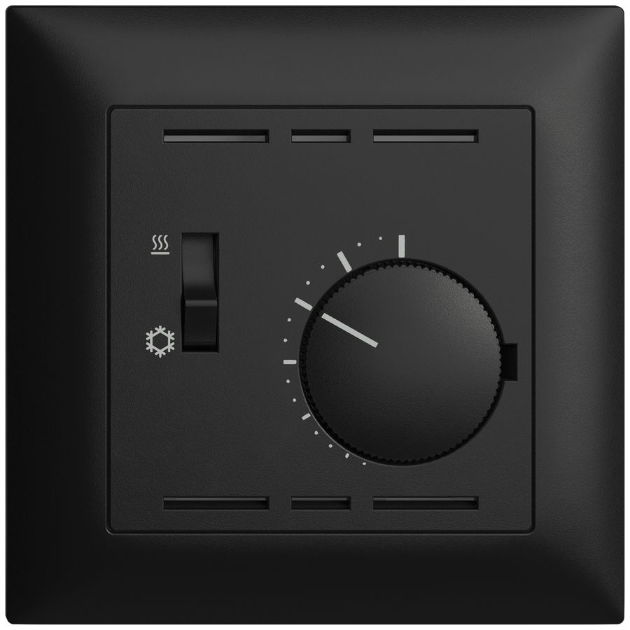 Termostato ENC EDIZIOdue, c.interruttore, riscald./refr., 88×88mm, nero