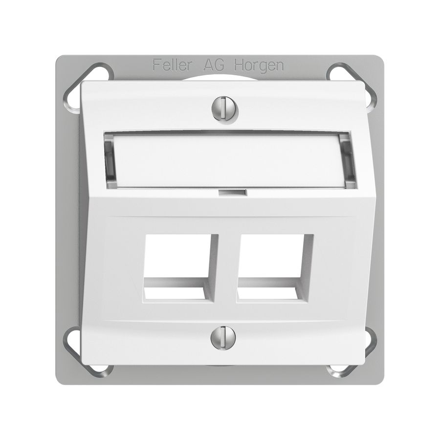 Kit montaggio INS Edue FM.TE, con cappa d.uscita obliqua, per 2×Keystone, bianco