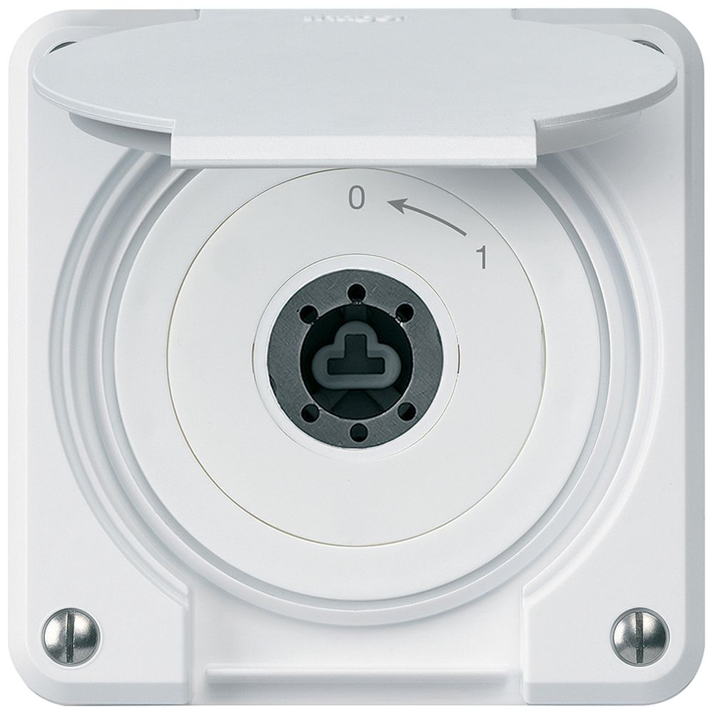 Contact pivotant à clé ENC robusto IP55 blanc avec clapet sans cylindre 2P combi