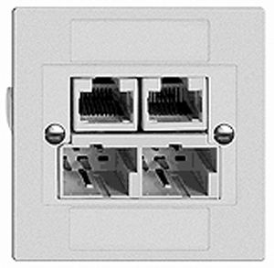 Insert p.prise de raccordement ENC SOHO 2×TT/2×RJ45/u sép.ITplus EDIZIOdue blanc