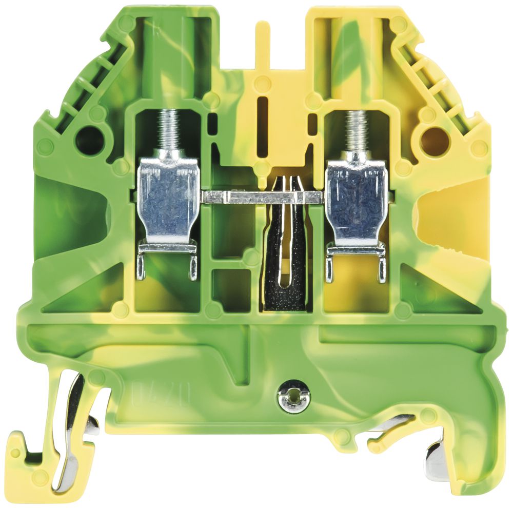 Borne de terre joignable WT 0.14…4mm² 2×racc.vis 1 ét.rail DIN/G TH35/G32 vt/jn