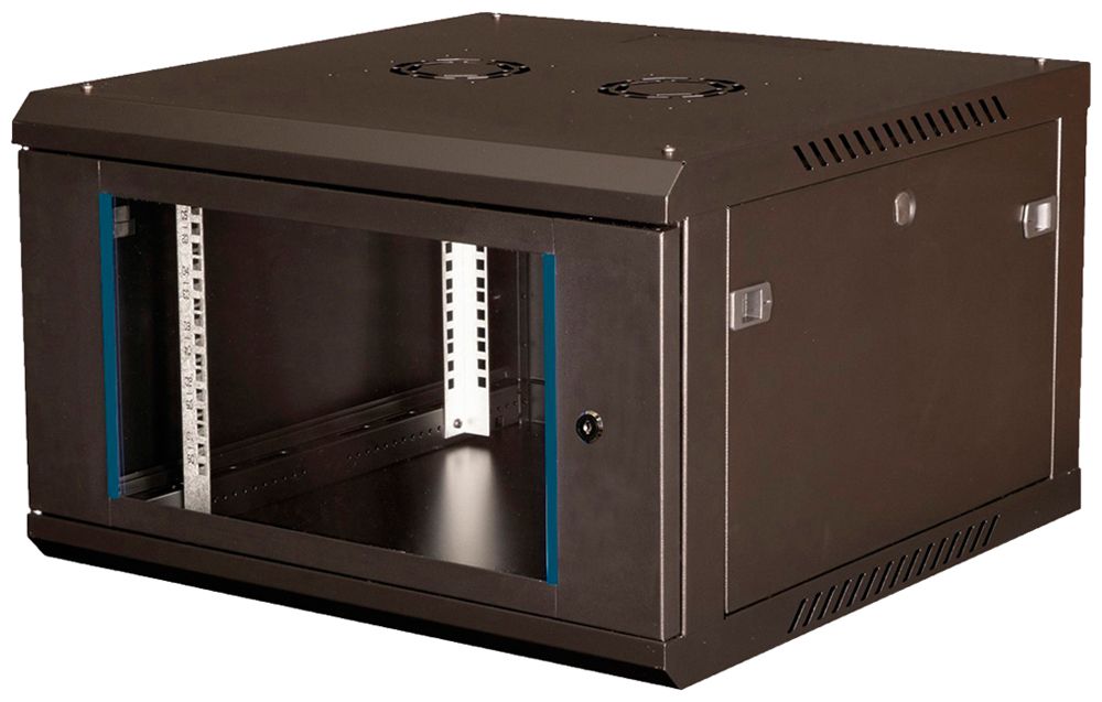 Coffret mural 19" VALUE 600×379×600mm 6UH 1×porte acier noir