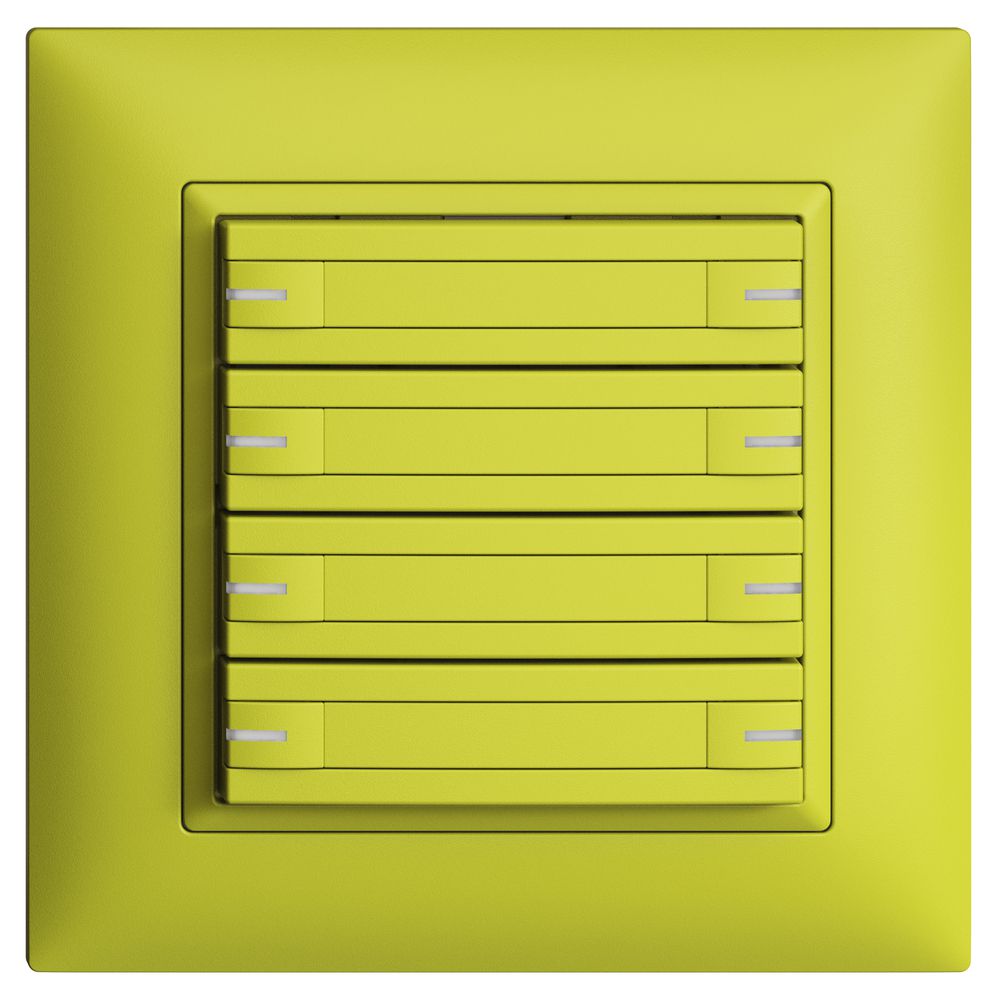 Poussoir KNX RGB ENC EDUE FMI, 250mW, a.LED RGB, papier, 8×pouss., 1×touche, lem
