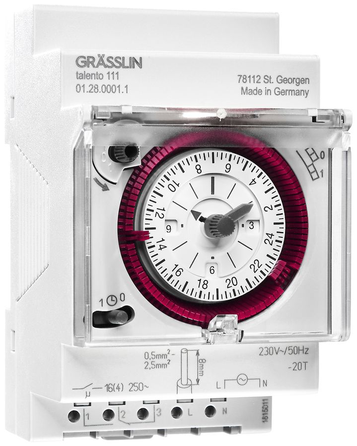 Interrupteur horaire AMD talento 111 1-0-Timer plombable avec bornes enfichables