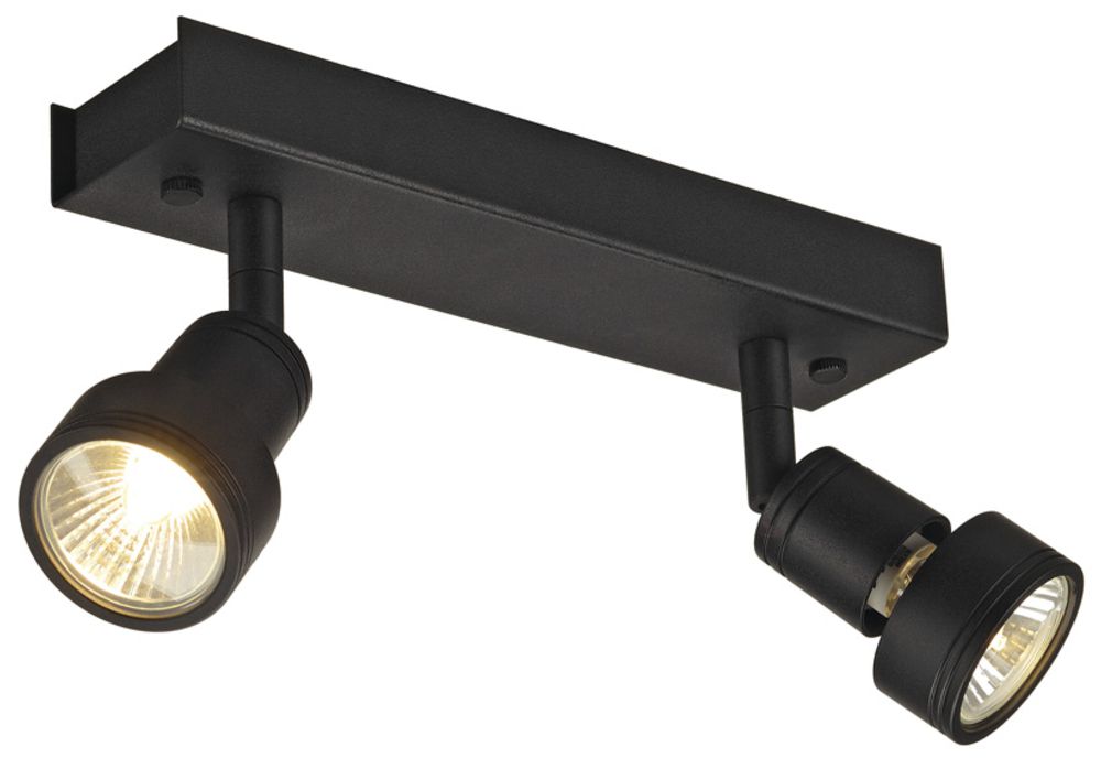 Deckenleuchte SLV PURI, 2×GU10 50W mit Decoring IP20 schwarz