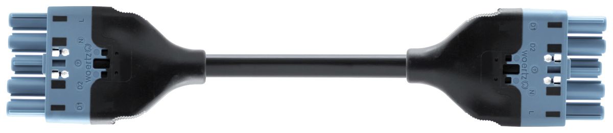 Verbindungsleitung Woertz 49345/C2 5×1.5mm² 250V 16A 5m bl Buchse-Stecker Cca