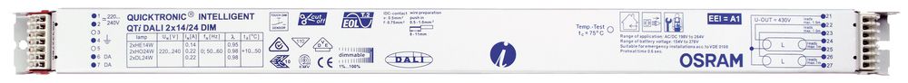 BE Osram QTI DALI 2×21/39 DIM 220…240V