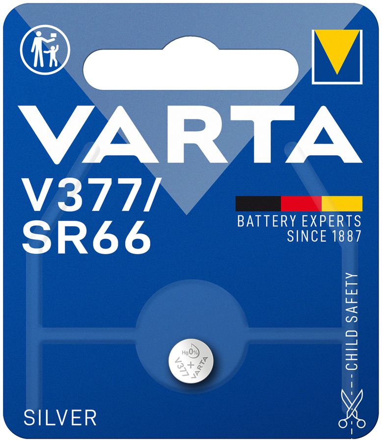 Pile bouton oxyde argent VARTA V377, 1.55V blister à 1 pièce