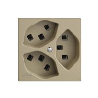 Steckdose 3×T23 Feller EDIZIOdue F, 1×getrennt, Steckklemmen, sand