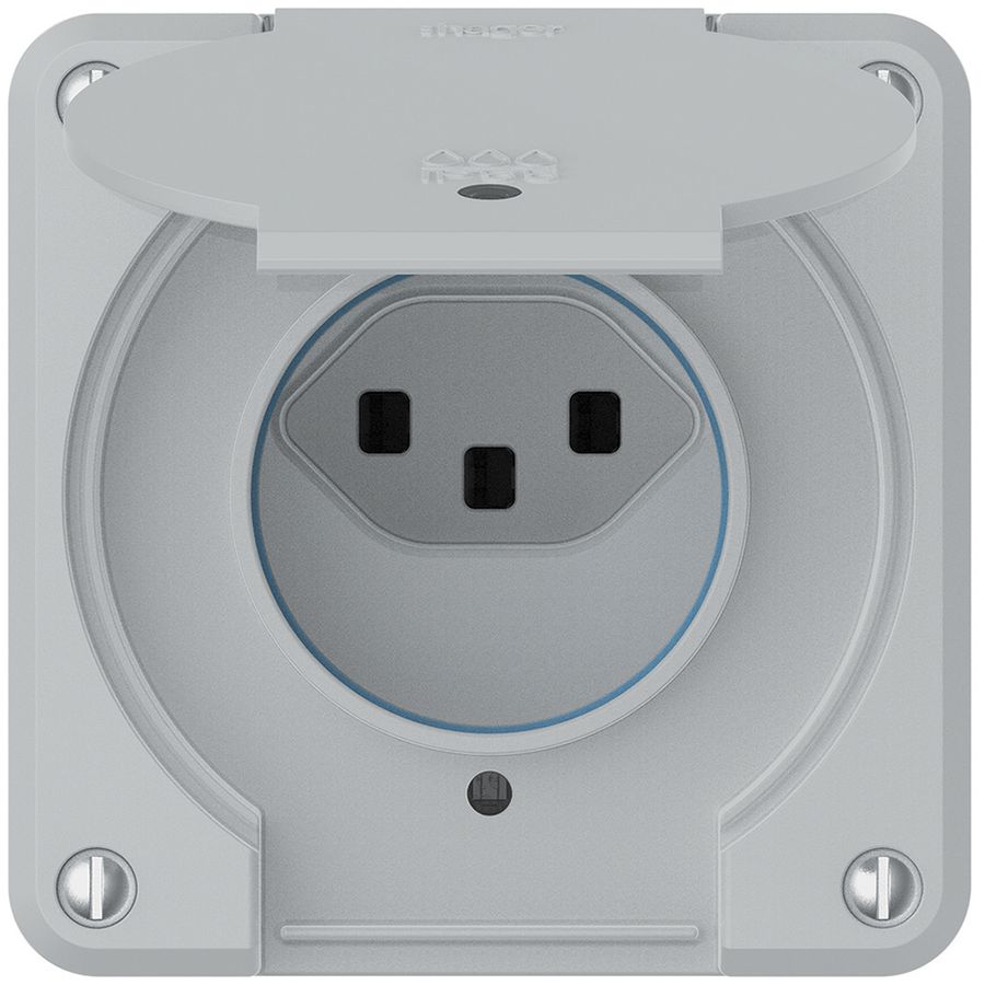 Steckdose robusto 1×Typ 23 beleuchtet IP55 hellgrau