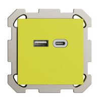 Prise ENC USB 18W type A + type C Feller EDIZIOdue FM 230V 3600mA lemon