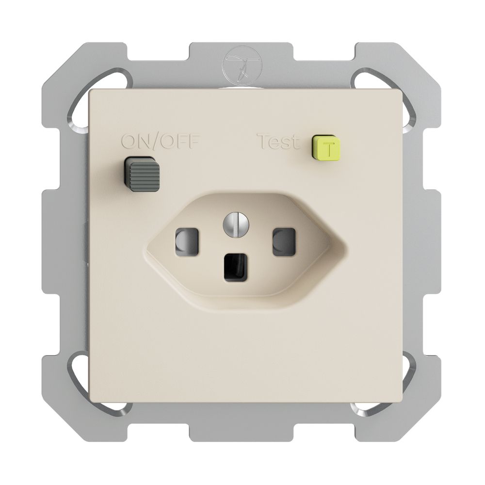 UP-Steckdose EDIZIOdue T23 FI 30mA FM, shutter, crema