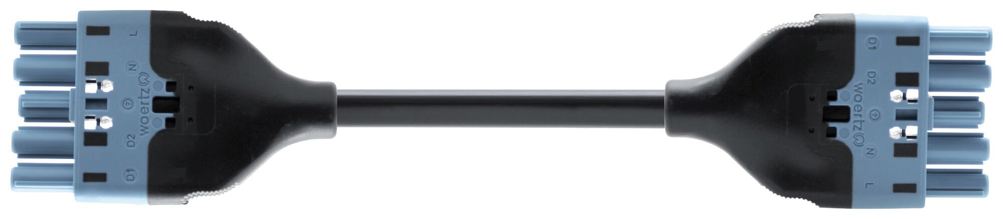 Verbindungsleitung Woertz 49345/C2 5×1.5mm² 250V 16A 5m bl Buchse-Stecker Cca
