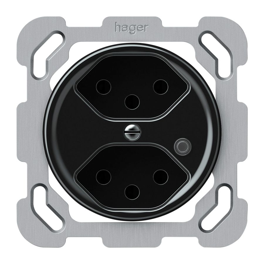 Prise ENC origin 2×type 13 lum.vert 10A 230V 77×77mm noir