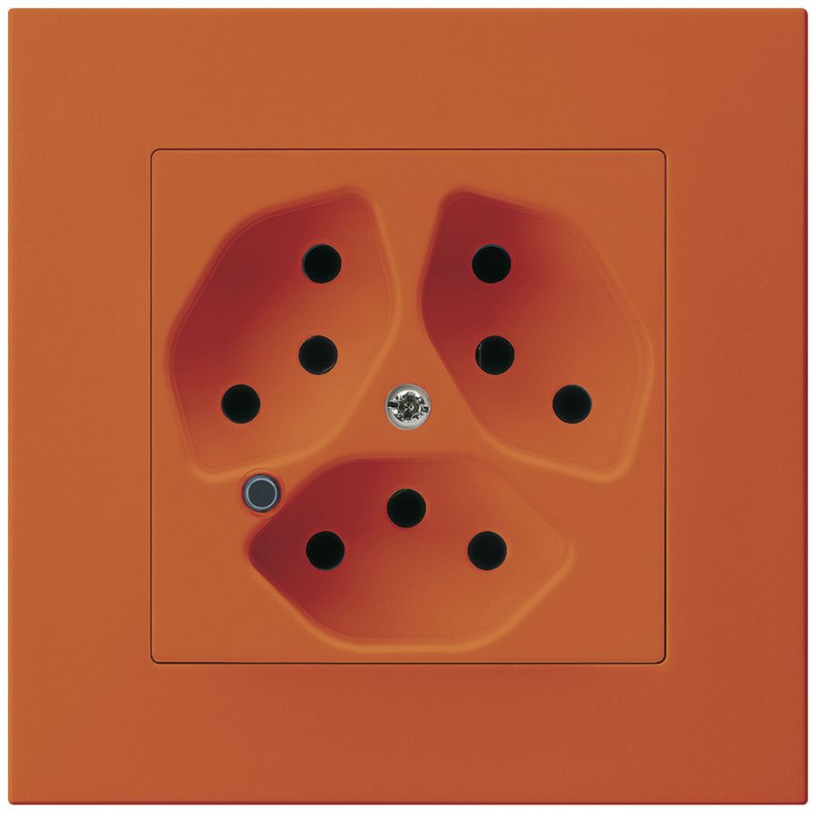 UP-Steckdose Hager KPR, 3×T13, beleuchtet, 10A 250V, orange