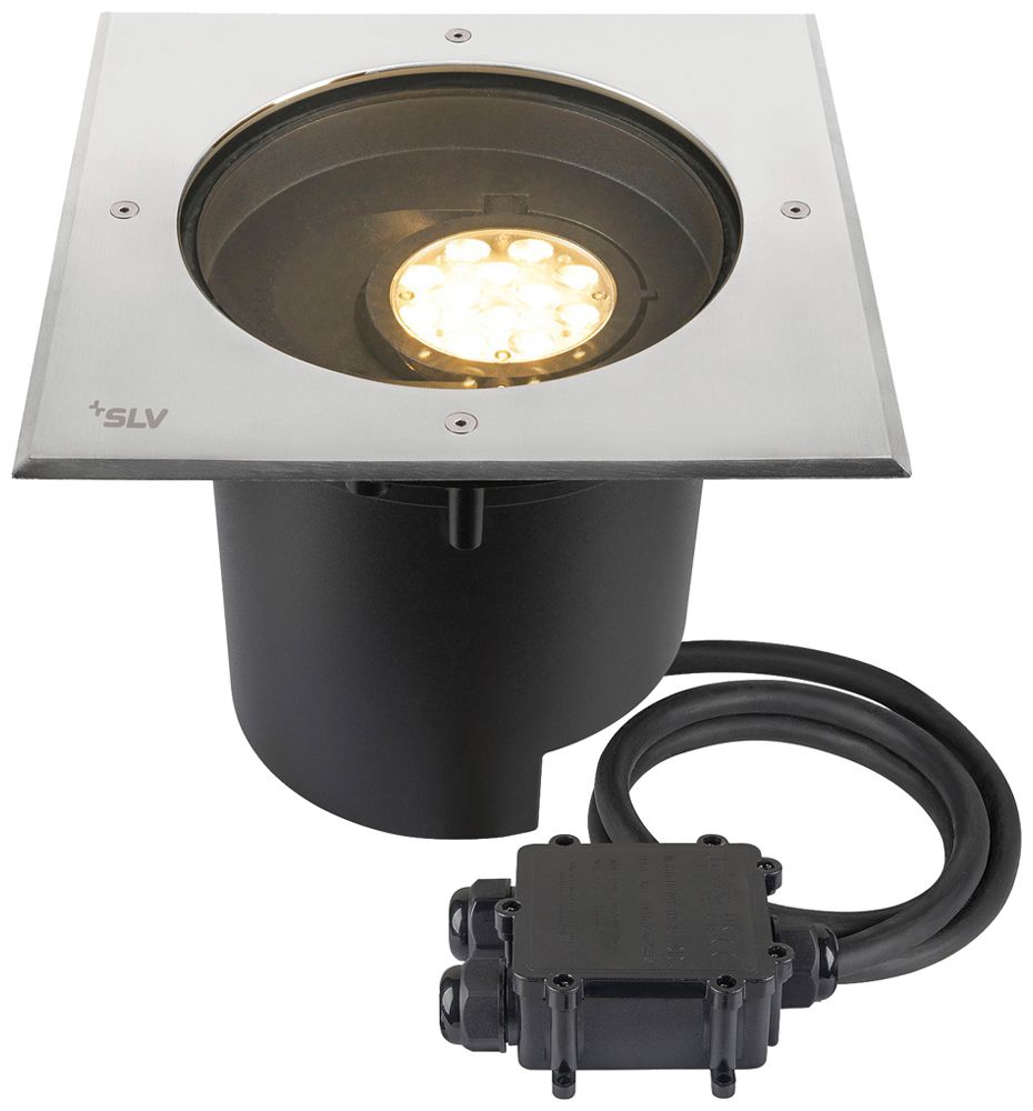 EB-LED-Bodenleuchte SLV DASAR XL IP67 27W 2600lm 830 DALI 270×270 Edelstahl