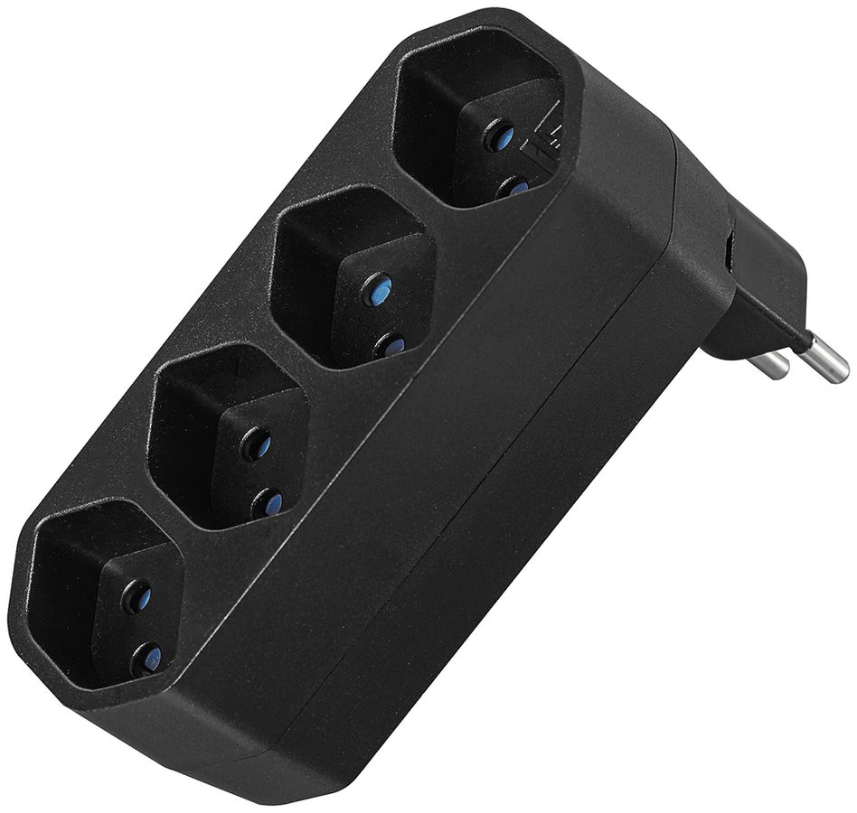 Fiche multiple LINE 4×T13 rotative 320° 10A 230V IP20 noir