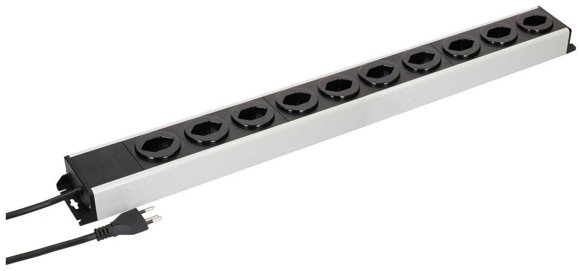 Prise multiple MH POWER LINE 10A 10×T13 1.5m gris-noir