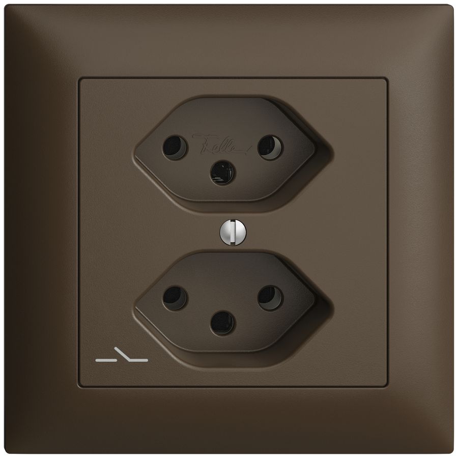 UP-Steckdose EDIZIOdue 2×T13 1×S coffee mit Shutter