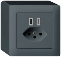 Prise de charge USB AP Hager kallysto C-C 20W+T13 5V 86×86mm anthracite