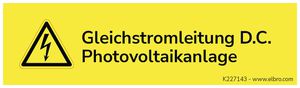 Warnaufkleber ELBRO Gleichstromleitung Photovoltaikanlage 90×25mm gelb