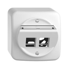 AP-Montageset Sdue, mit Schrägauslasshaube f.2×Keystone weiss