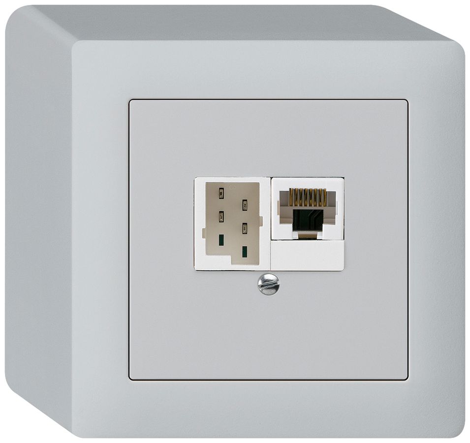 Boîte AP kallysto 1×RJ45u+1×TT83 gris clair