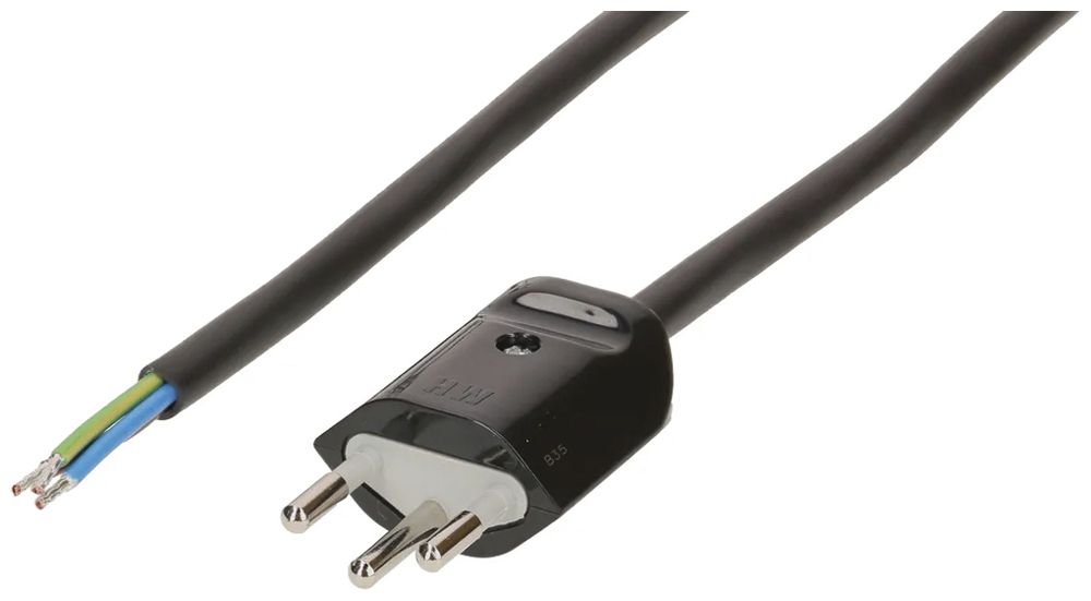 Apparatekabel MAX HAURI Td 3×1mm² 3m schwarz Stecker T12