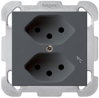 Presa INC kallysto 2×T13/1 antracite con piastra di fissaggio