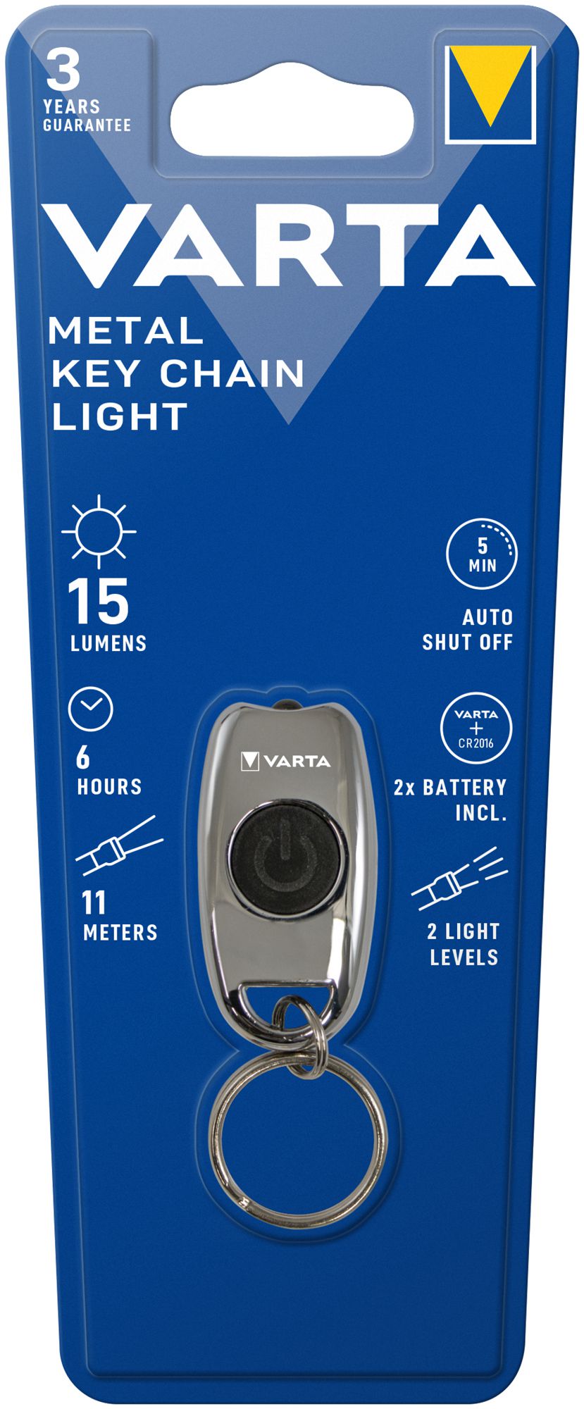 LED-Schlüsselanhänger VARTA Metal Key Chain Light 2×CR2016