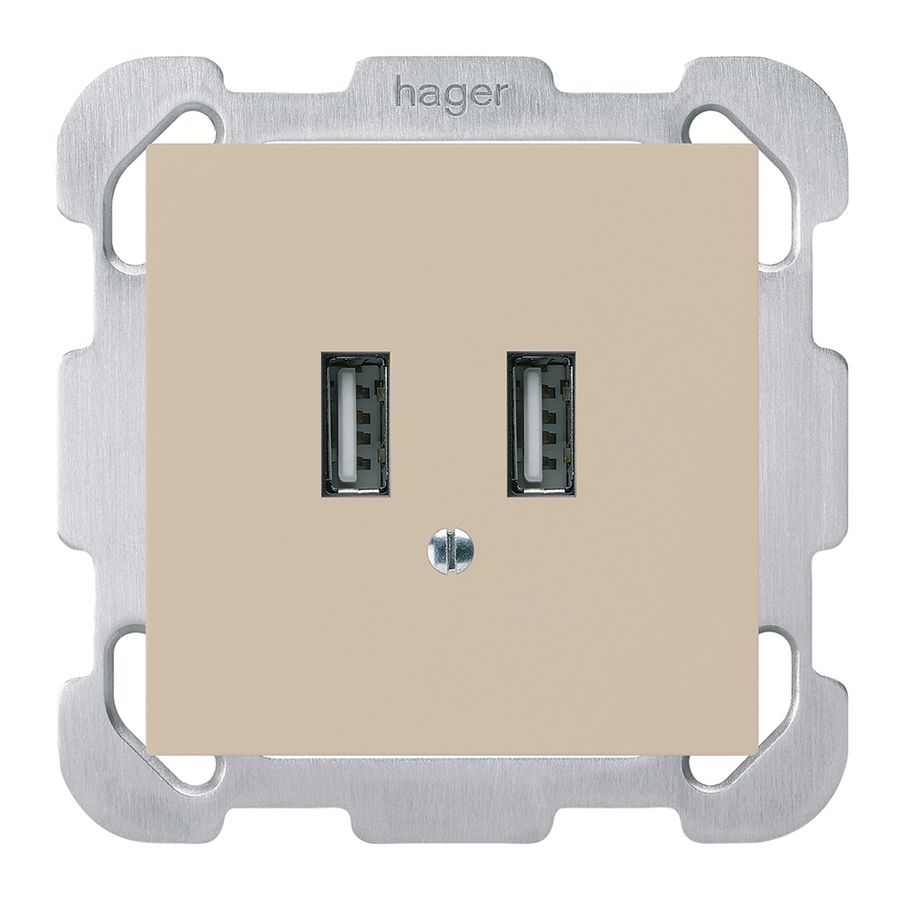 Prise de charge USB ENC Hager kallysto B 240V 2400mA beige