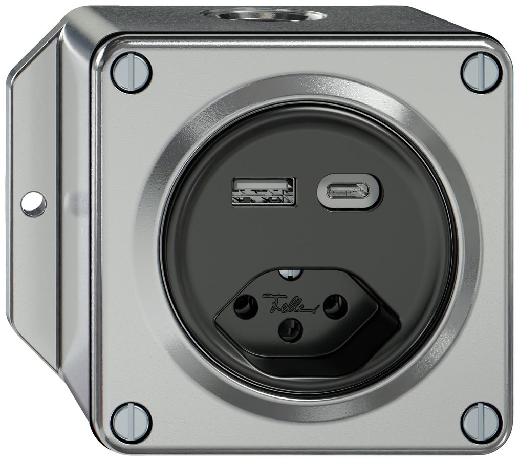 Prise de charge USB AP ELEMENT 1×USB-A 1×USB-C 3000mA + 1×T13 aluminium