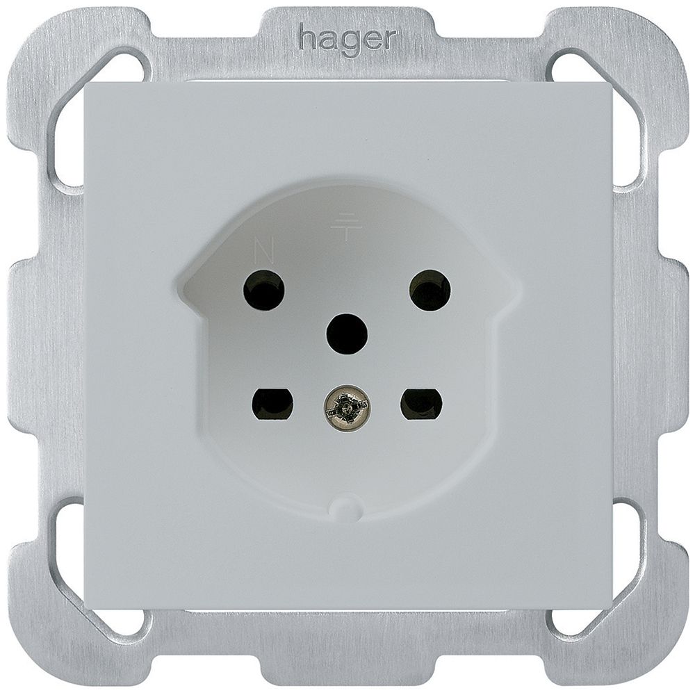 UP-Steckdose kallysto T15 hellgrau Schraubklemmen mit Befestigungsplatte