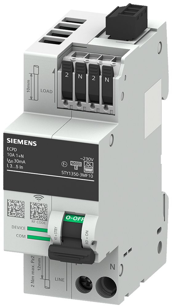 Elektronisches Schutzschaltgerät SENTRON ECPD 1LN 10A 30mA Typ F 75kA RF