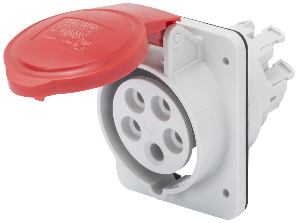 EB-Steckdose CEE GEWISS 16A IP44 5P 6h 415V Steckklemmen 85×75mm rot