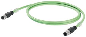 Schleppkettenkabel Weidmüller Cat.5 PUR M12 Stift/M12 Buchse gerade 10m grün