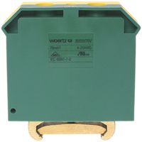Schutzleiter-Reihenklemme Woertz 16…70mm² Schraubanschluss 2×1 TH35 grün/gelb