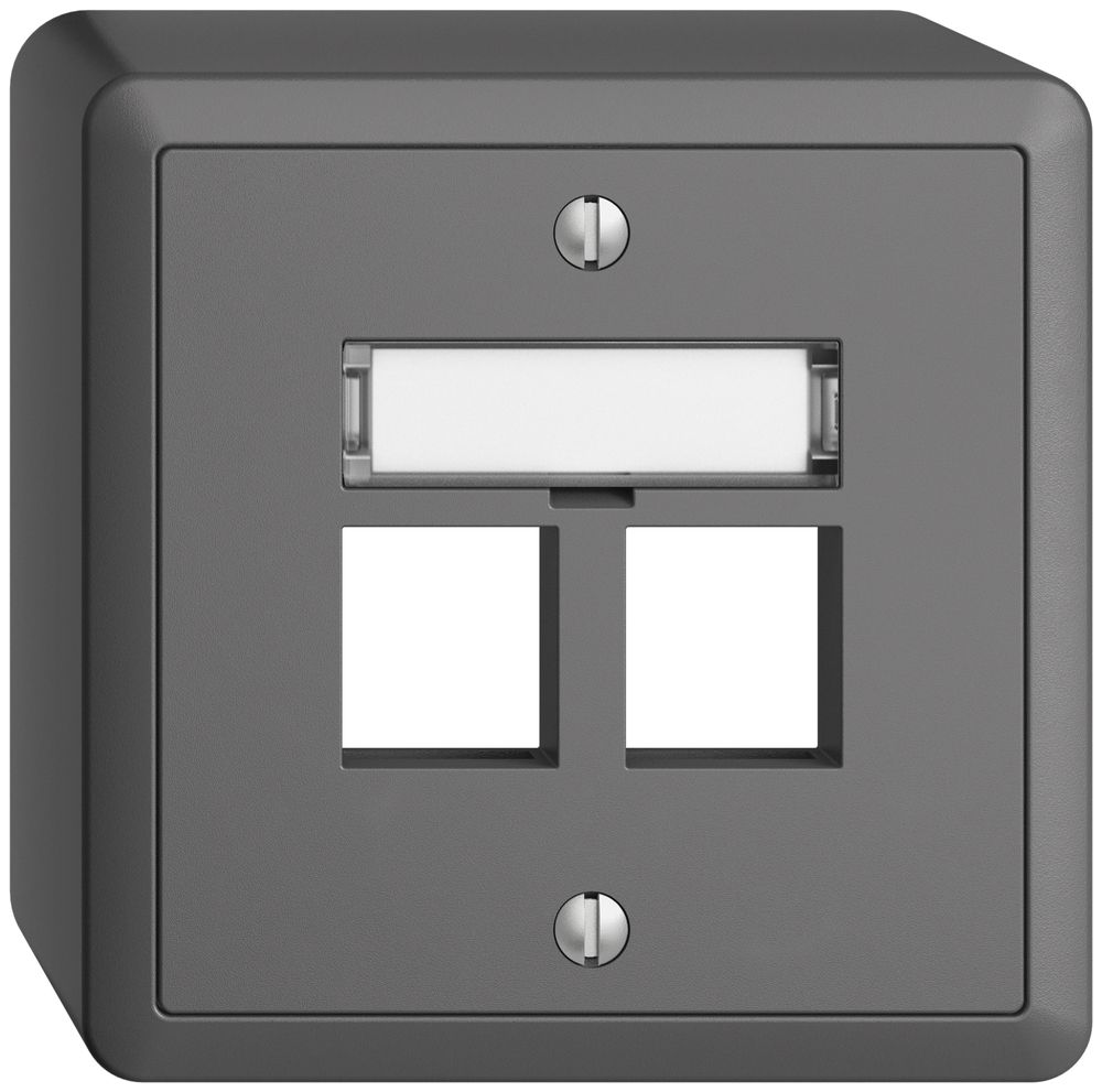 AP-Montageset EDIZIOdue, Geradeauslass, für 2×Keystone, dunkelgrau