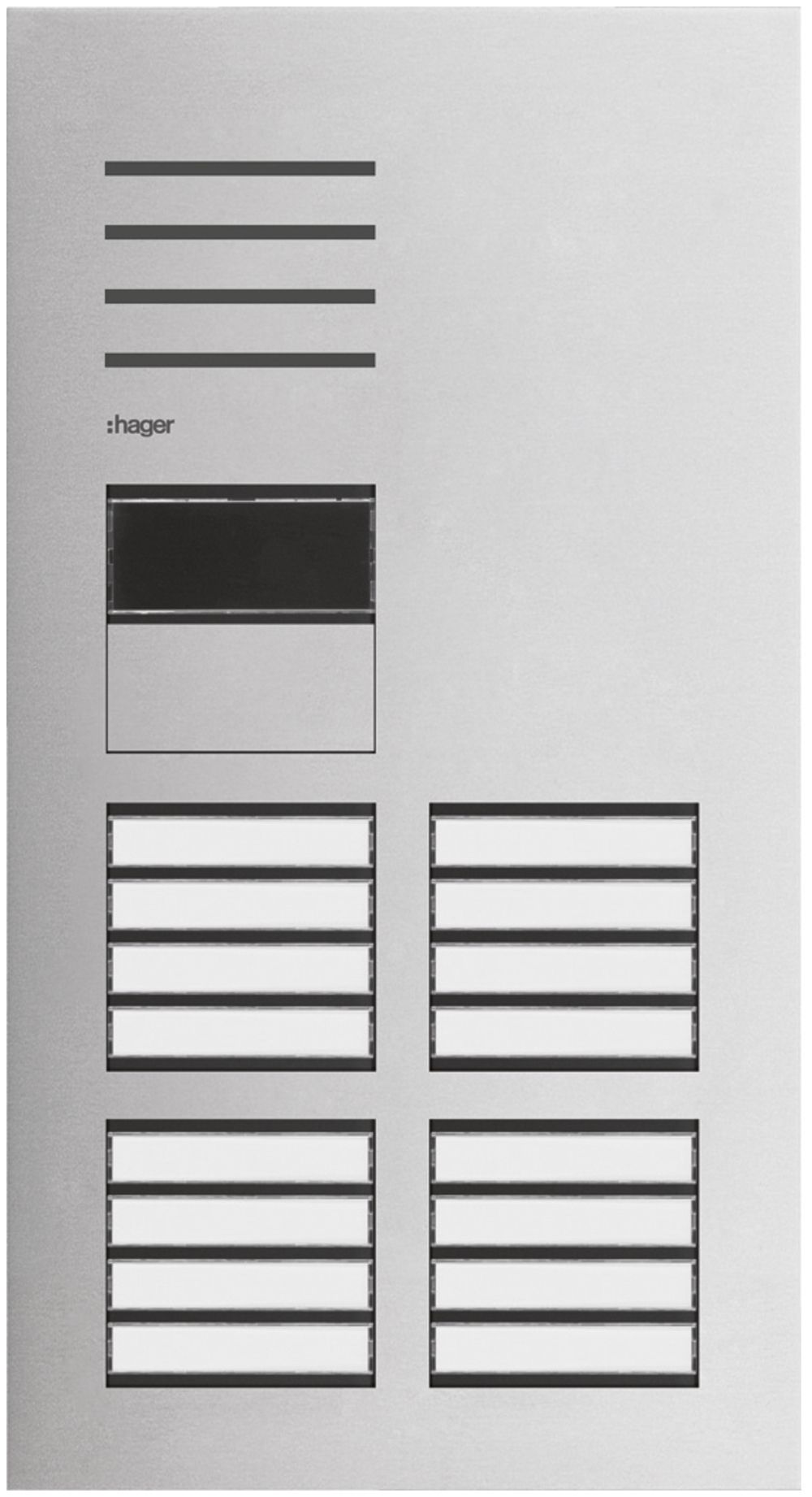 Aussenstation Audio Hager elcom.one 2-Draht mit LED für 16Wohnungen Edelstahl