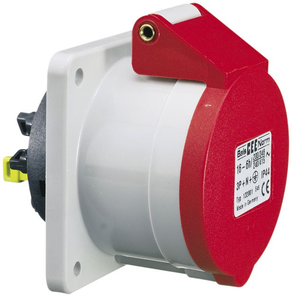 EB-Steckdose CEE Bals 5P 16A 400V 3h rot IP44 vernickelt QC ger.