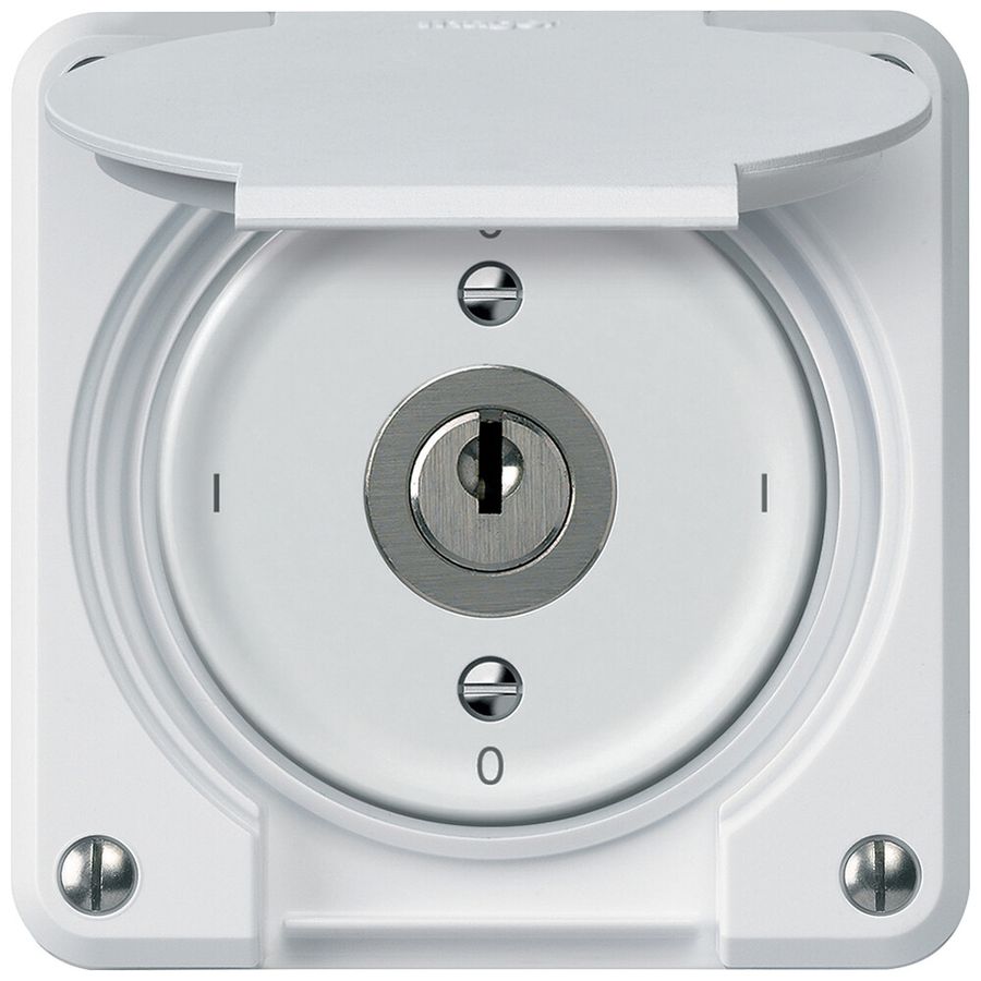 Interrupteur à clé robusto interrupteur 2×1 pôle 16A 250V 86×86mm blanc