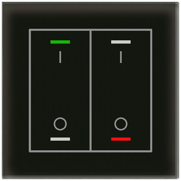 UP-Taster KNX RGBW MDT BE-GTL2TS.B1S 2T/4B Temp.Glas schwarz "I/O"