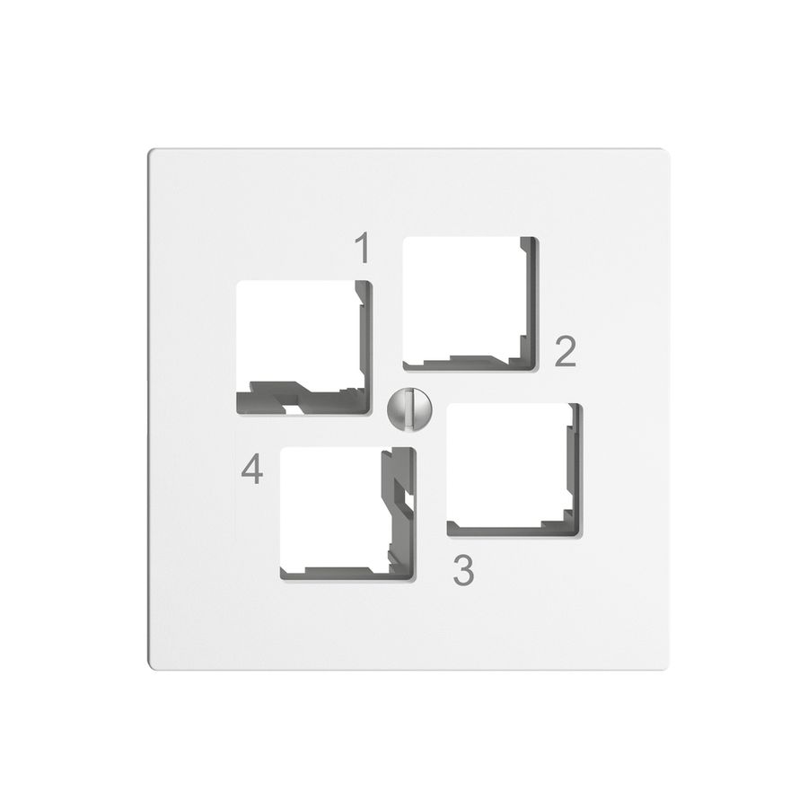 Kit de montage EDIZIOdue EASYNET S-One, pour 4×RJ45, sortie droite, blanc