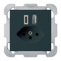 Presa di carica USB INC kallysto 18W PD 1×tipo A 1×tipo C T13 c.placca fiss. ne