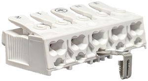 Verbindungsklemme 5P 0.5…2.5mm² Betätigungshebeln Erdungslasche ws