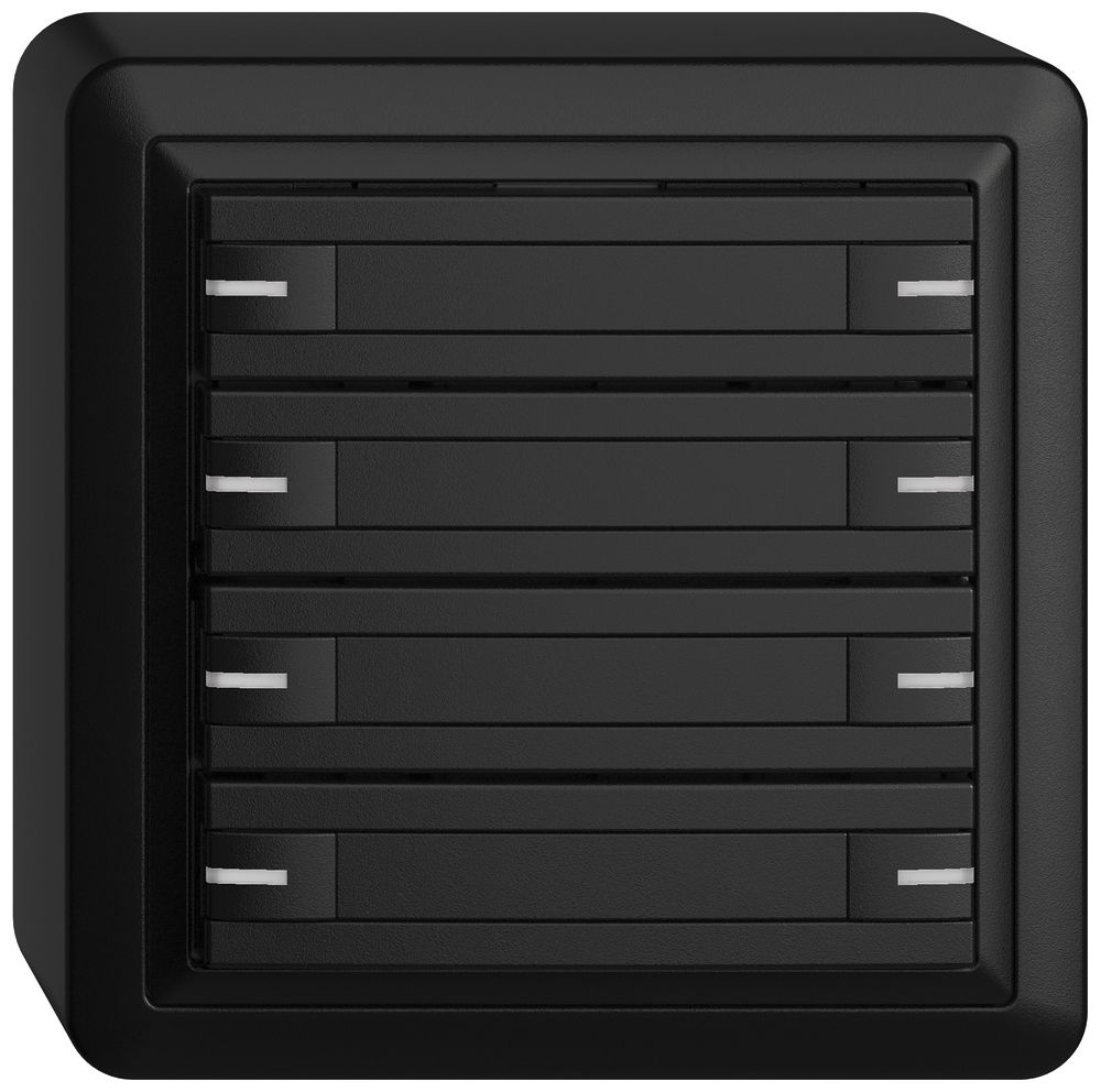 Poussoir AP KNX 8× EDIZIOdue noir RGB avec LED avec insert papier