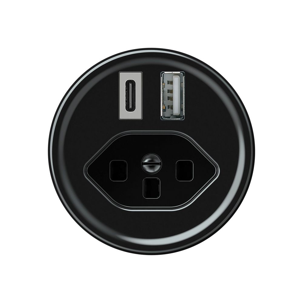 USB-Ladesteckdose origin 1×USB-A 1×USB-C 3000mA 5V mit Typ 23 schwarz