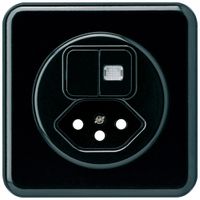 UP-Frontset basico 86×86mm schwarz mit 1 Linse und Kinderschutz f.S1/Typ 13