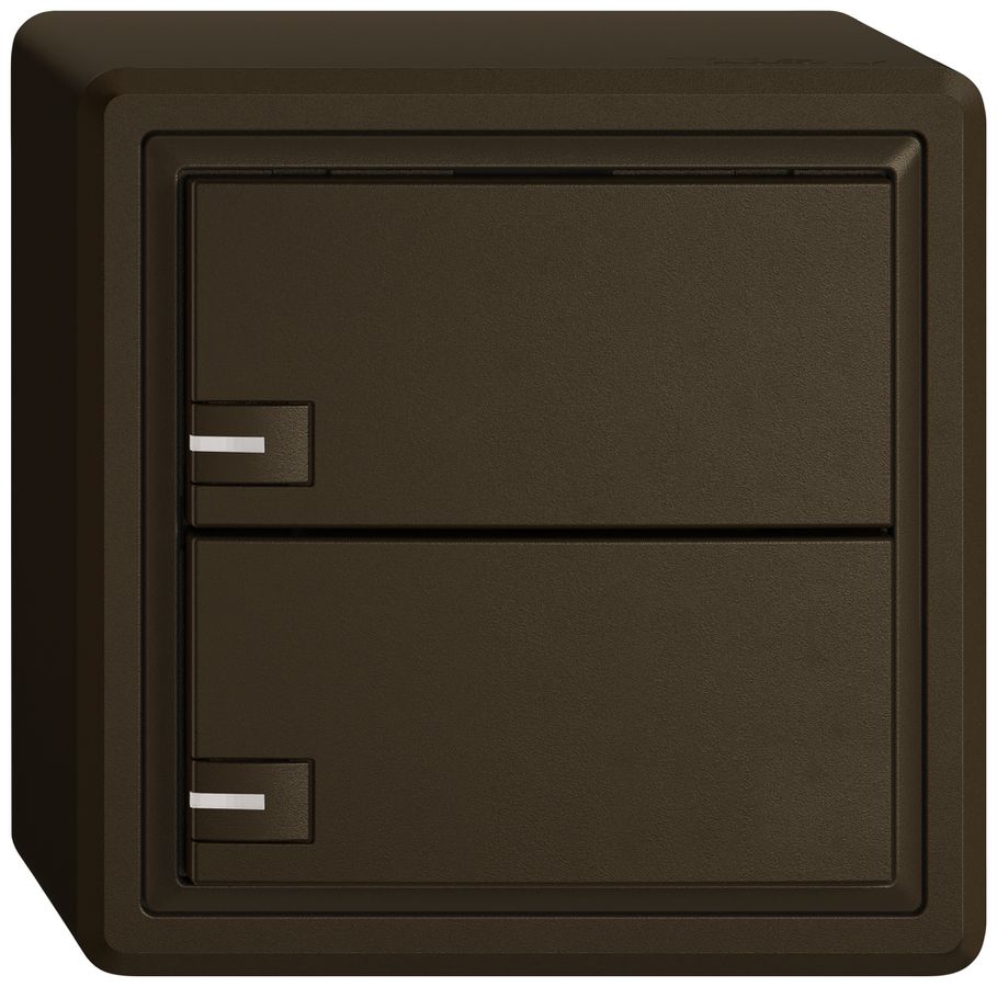 Poussoir universel AP EDIZIO.liv UNI SNAPFIX® 12…48V a.LED bleu 2× comm.1T br