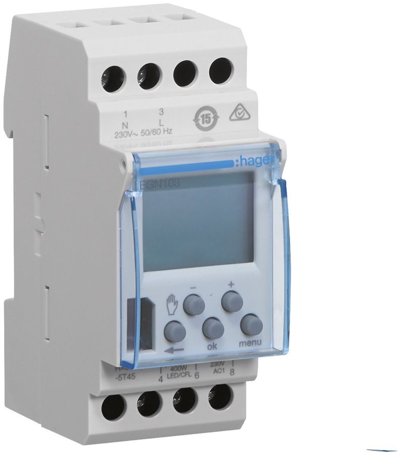 Timer Hager digitale settimanale conforto 1 canale 1 invertitore 10A 2 UM